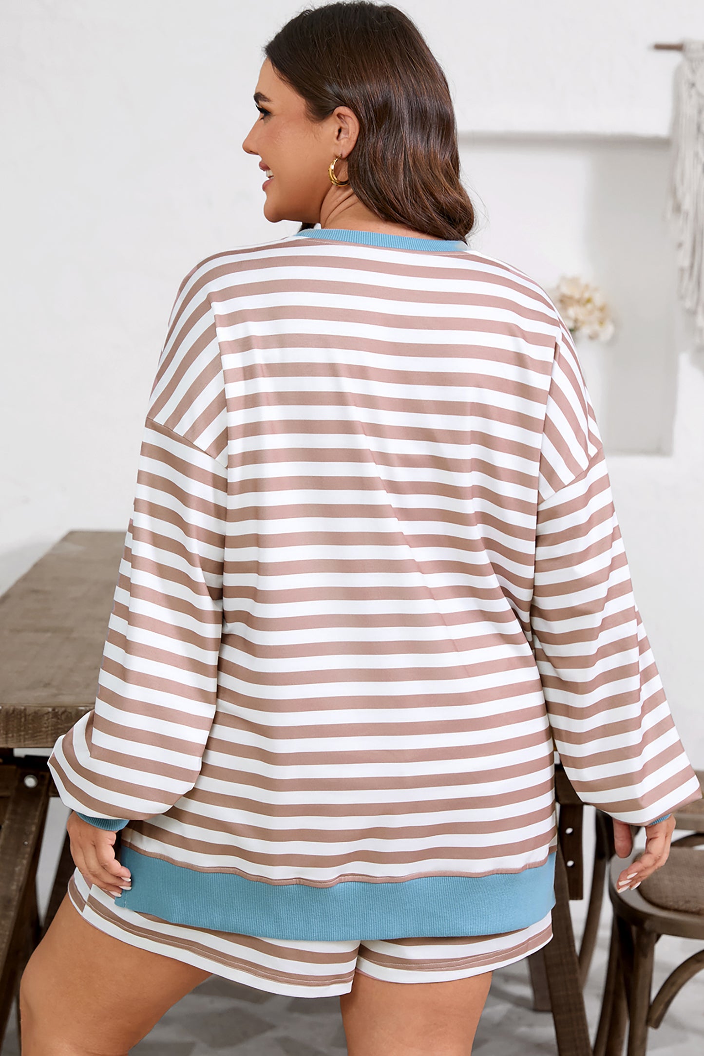 Seaside Stripe Lounge Set (Plus Size)