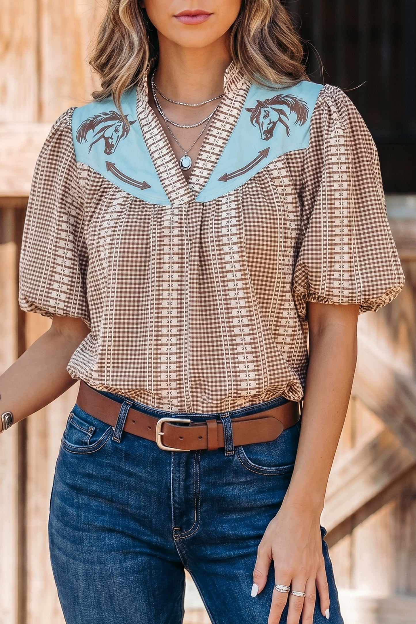 Western Belle Gingham Blouse