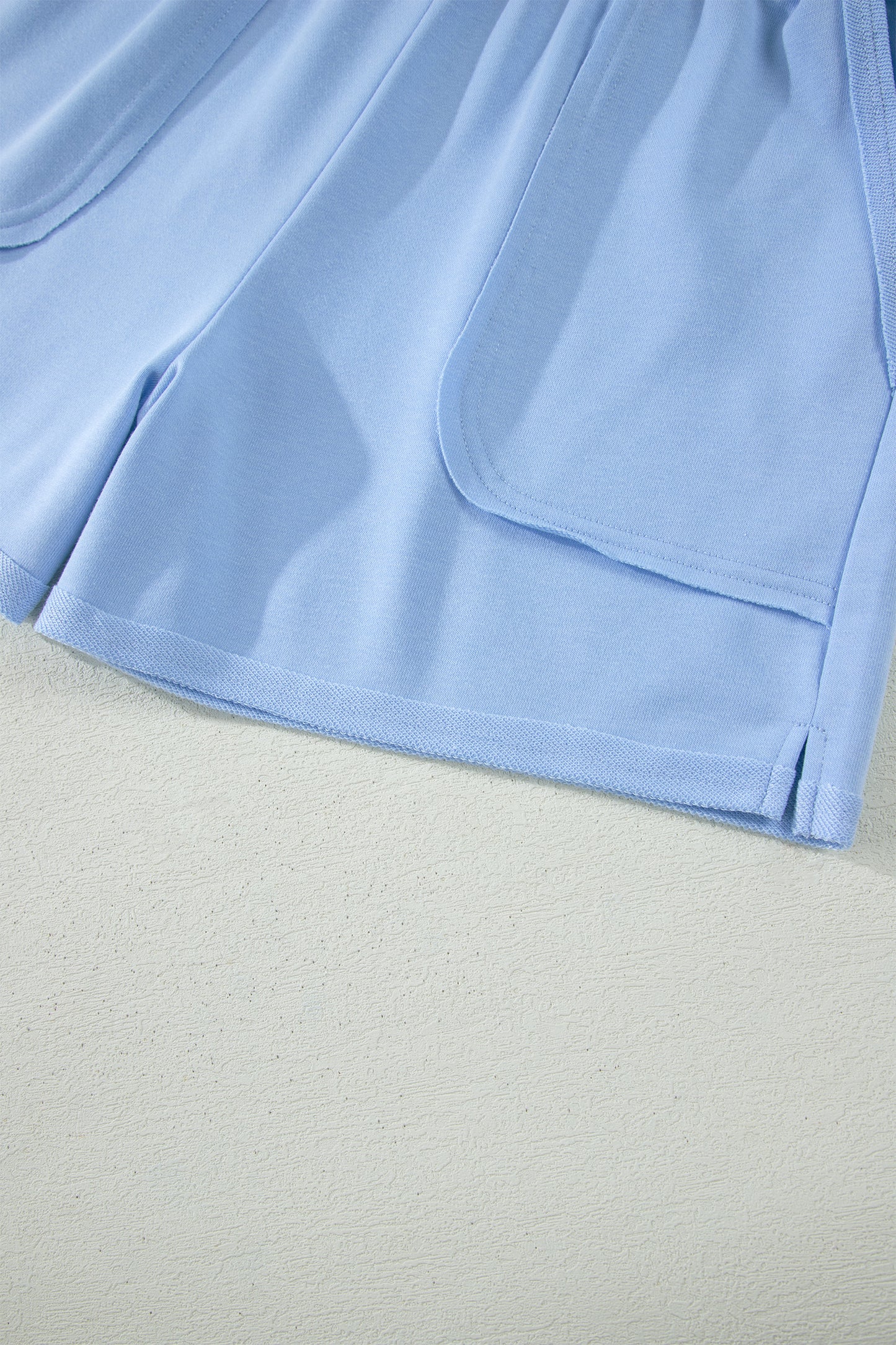 Banana Cream Loose Polo Tee Elastic Waist 2pcs Short Set