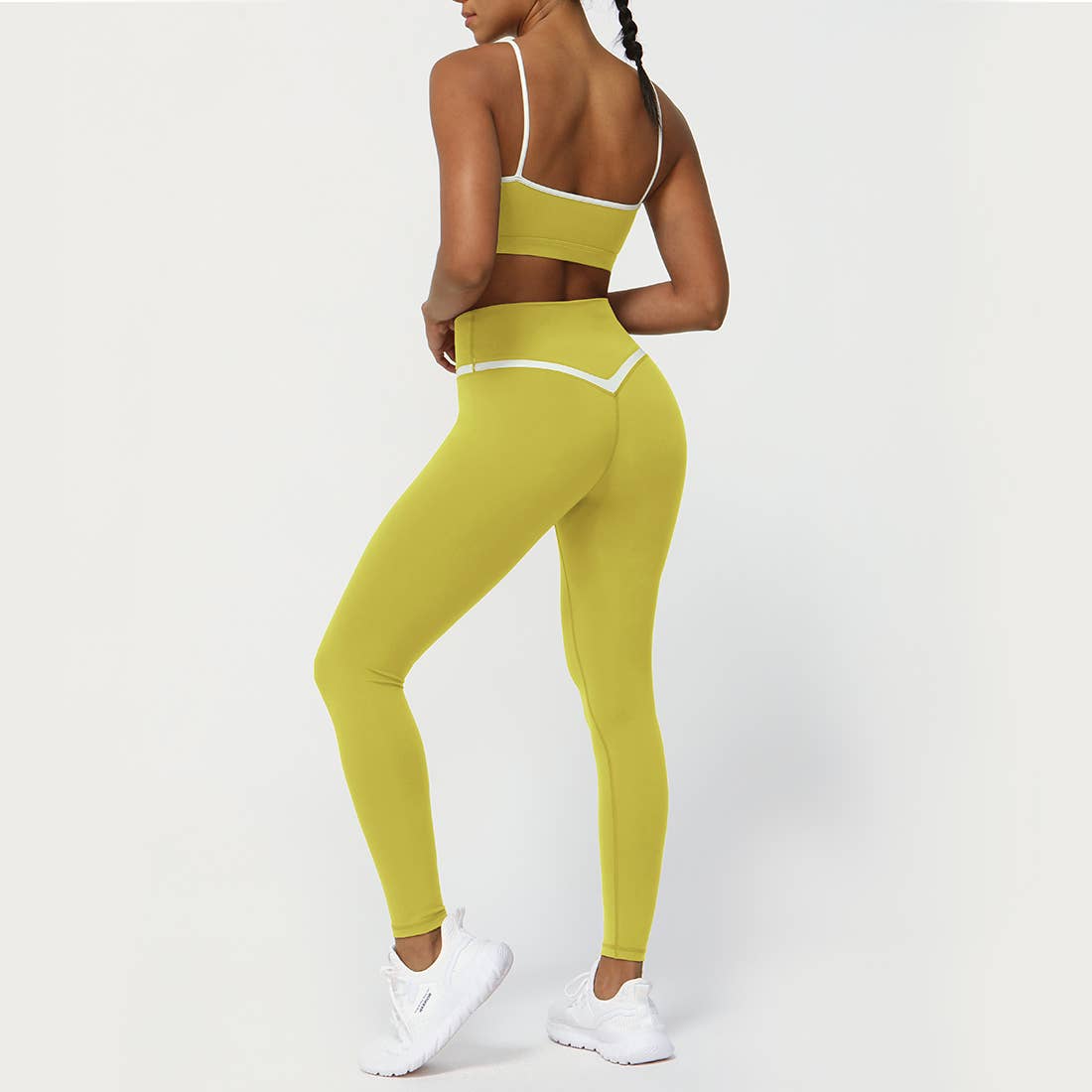Colorblocked Women Yoga Active Set: Navy Blue / L