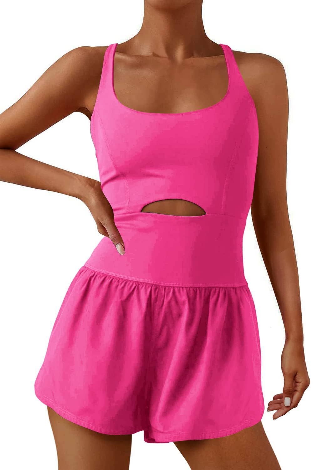 Athletic Cutout Romper: Grey / M
