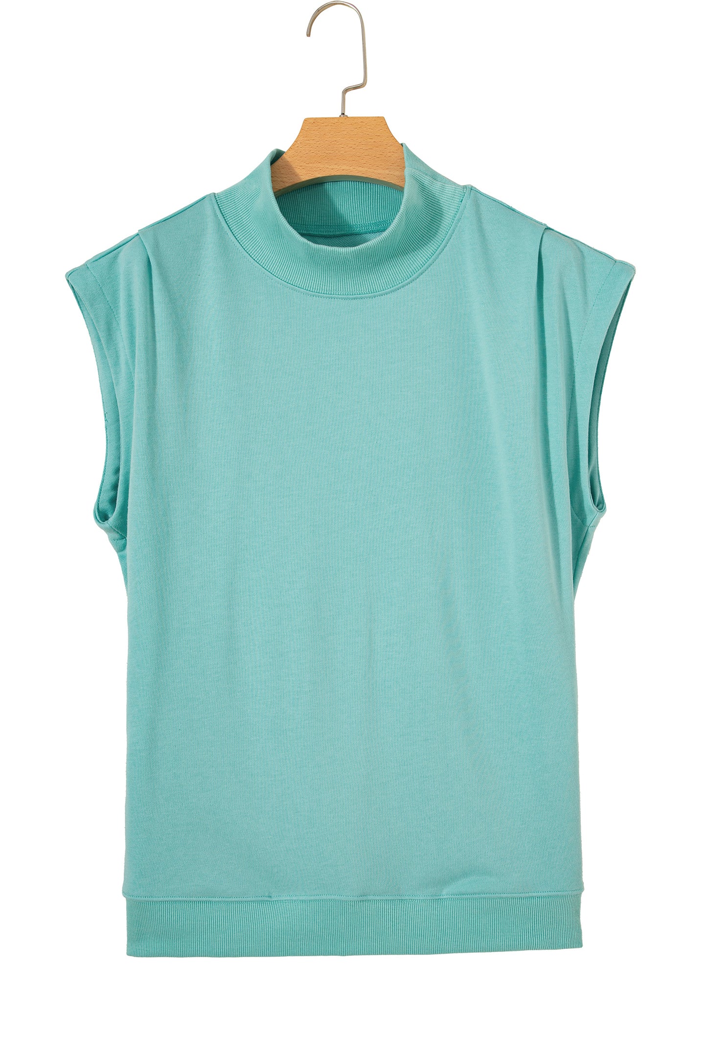 Orange Solid Color High Neck Cap Sleeve Loose Top