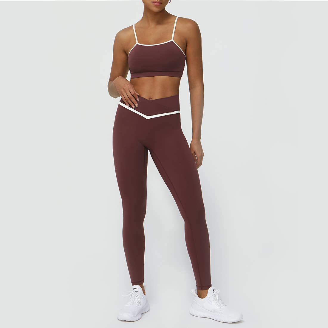 Colorblocked Women Yoga Active Set: Navy Blue / L