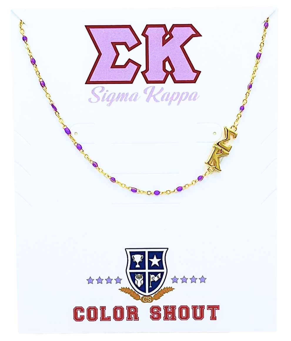 The Sorority Necklace: Side Set Greek letters