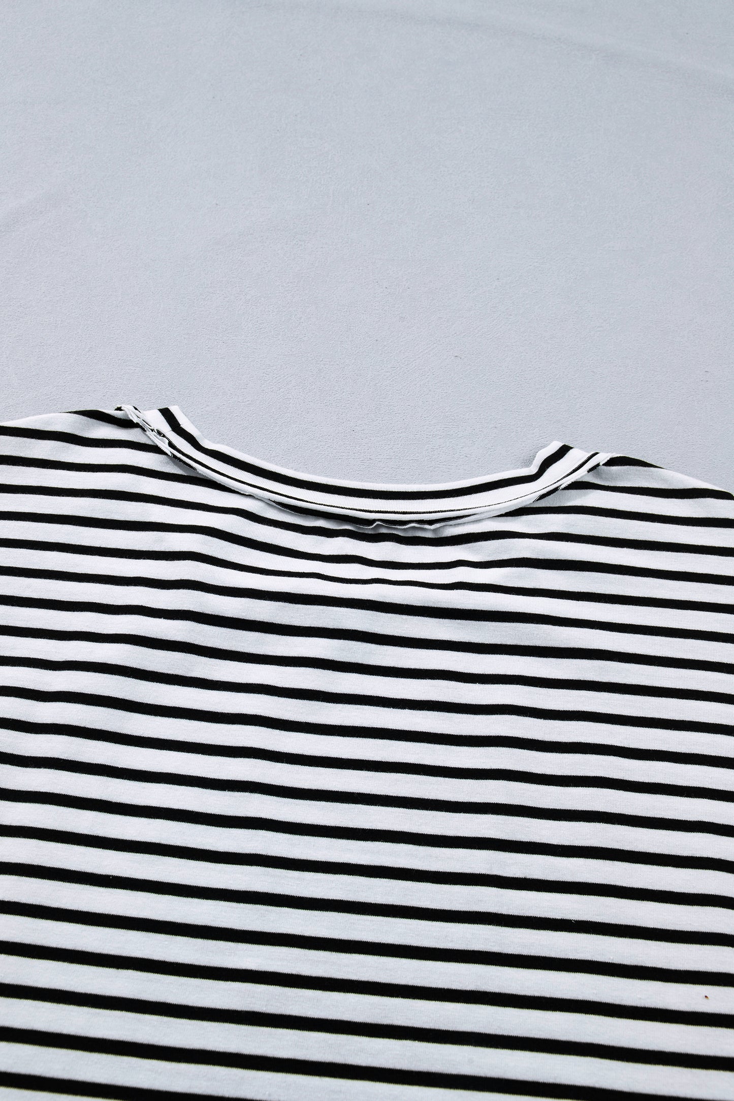 Black Stripe Plus Size Striped Short Sleeve Top with Floral Puff Sleeves