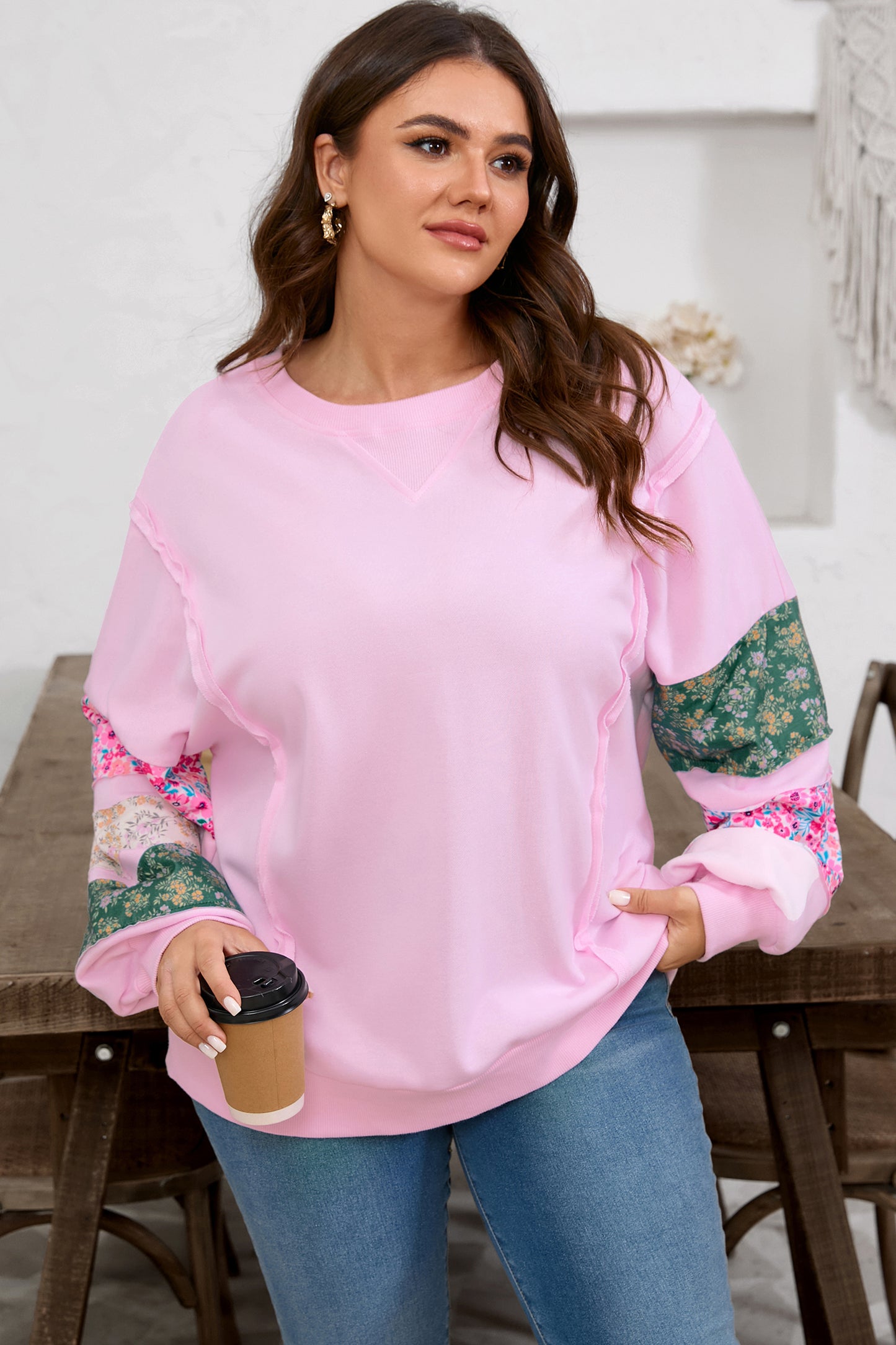 Garden Party Pink Sweatshirt (Plus Size)