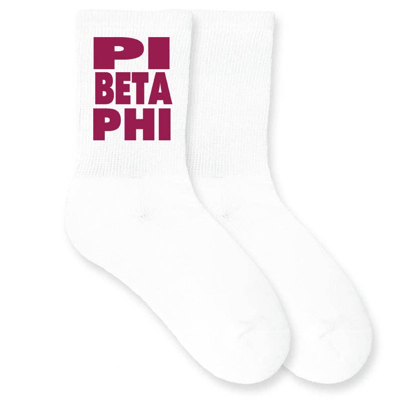 Cotton  Crew Socks Printed in Sorority Name and Color