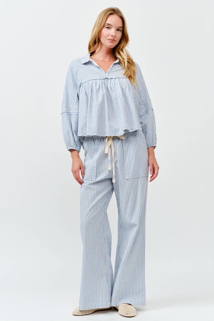 IM8867 - Striped Wide Linen Pants