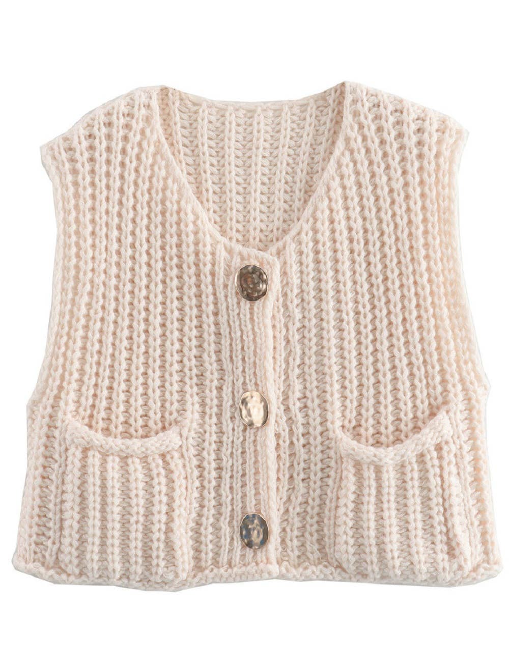Ladies Solid Color Crew Neck Crop Sweater Vest SKT621: Purple / S