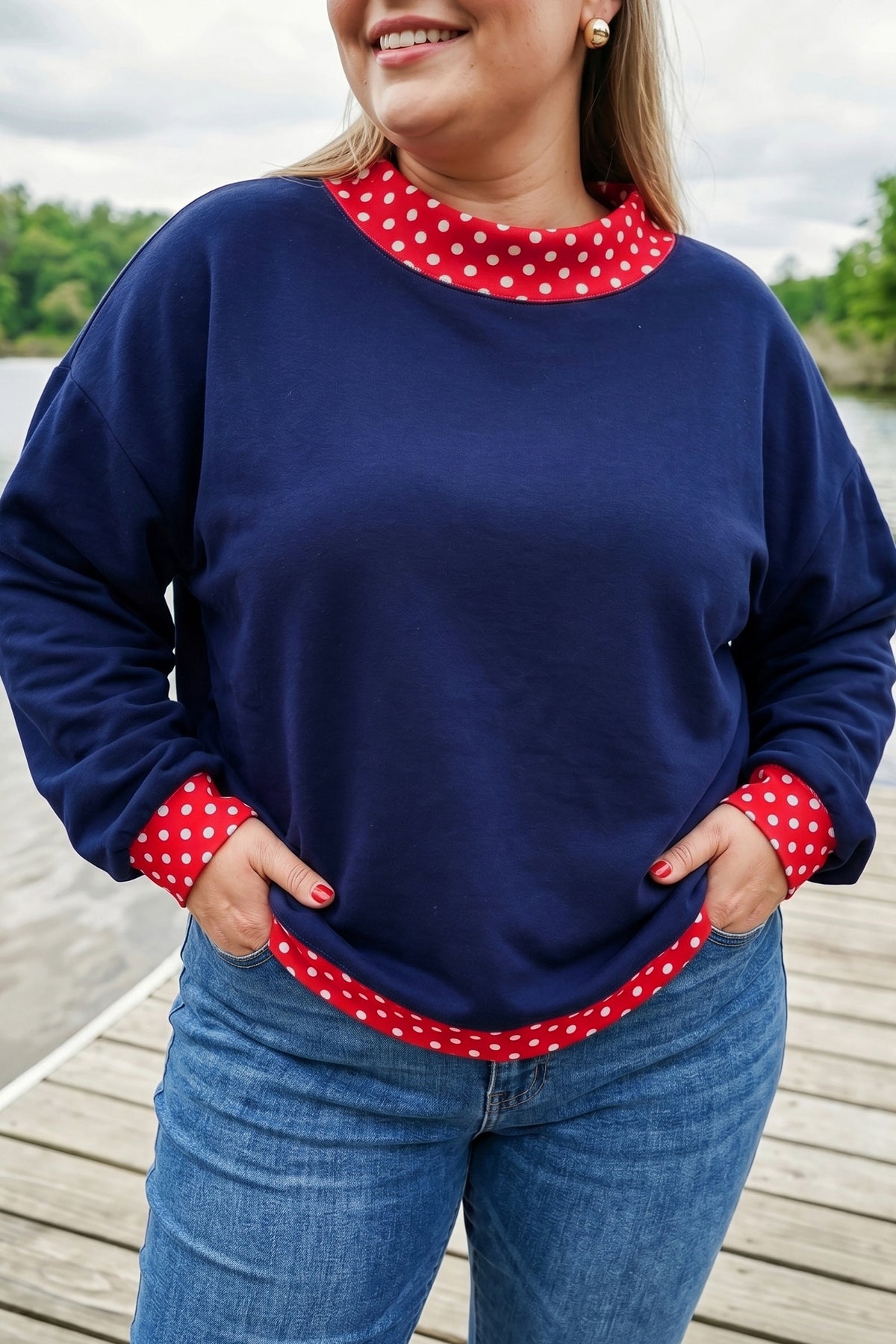 Red Polka Dot Plus Size Sweatshirt