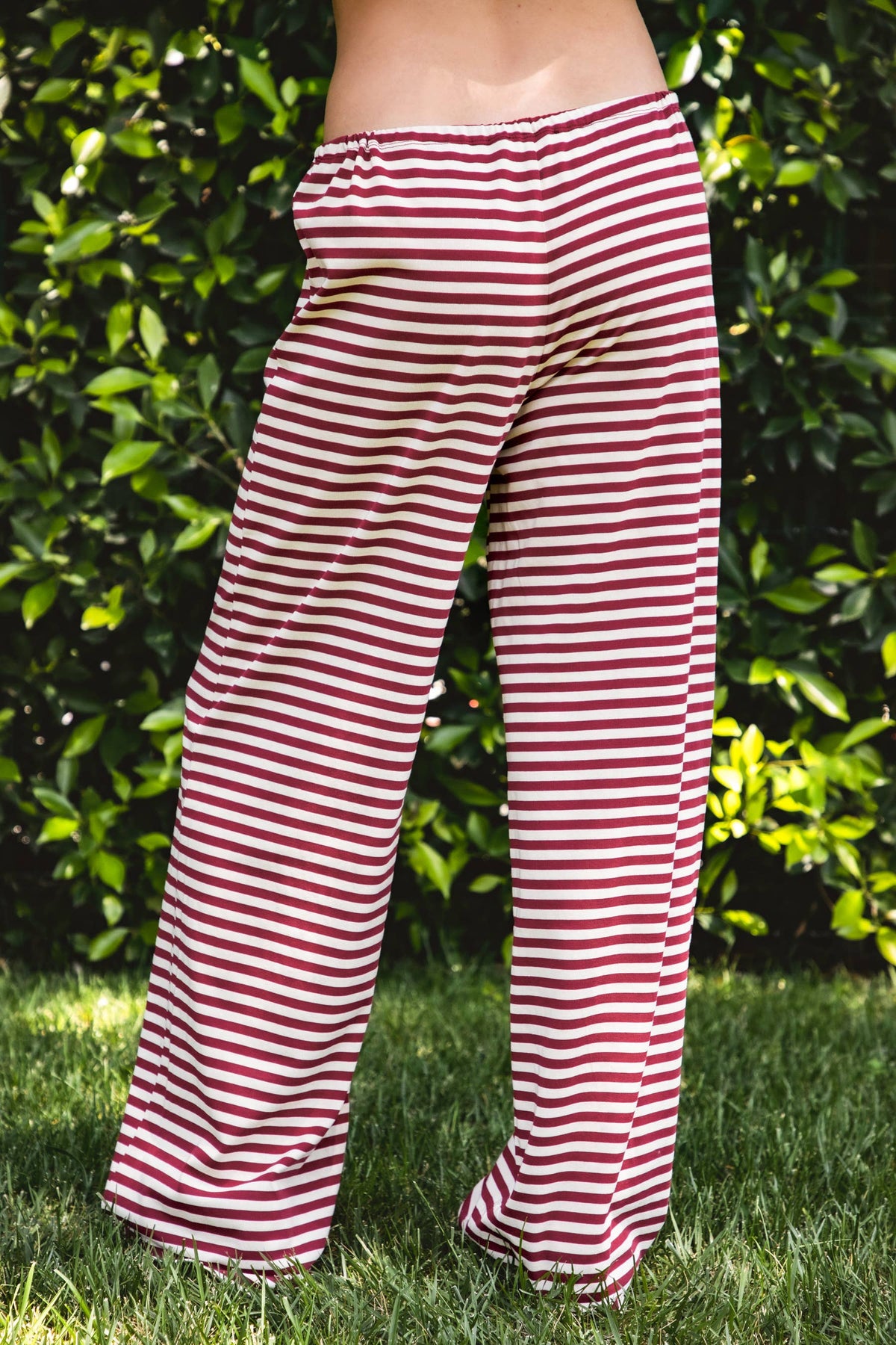MARLOWE Stretch Mid Waist Stripe Wide Leg Pants