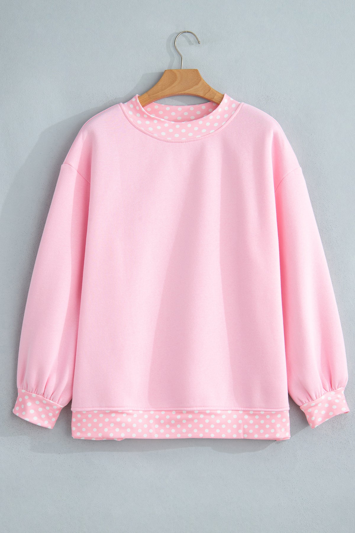 Dark Blue Colorblock Polka Dot Contrast Trim Oversized Sweatshirt