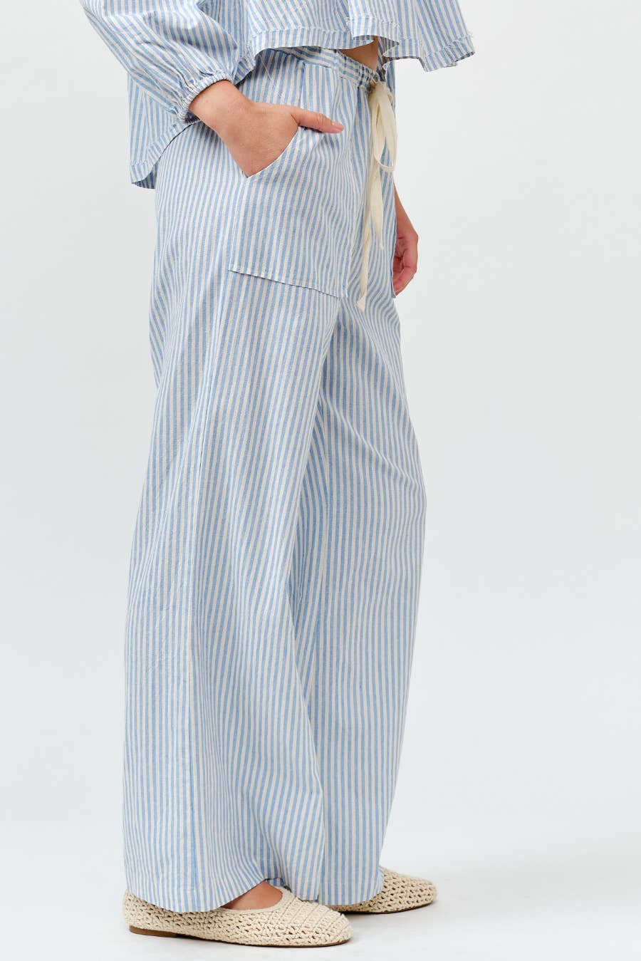 IM8867 - Striped Wide Linen Pants