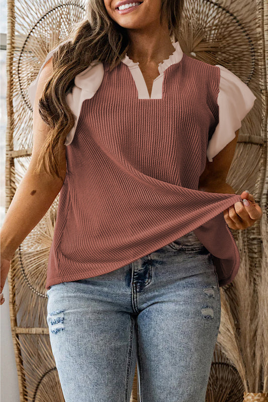 Rosy Ruffle Knit Top (Plus Size)