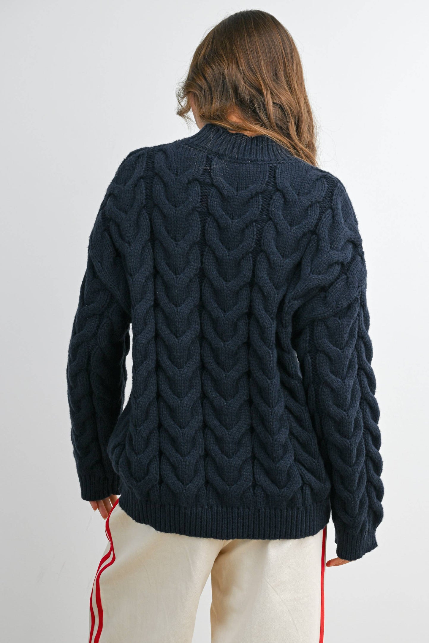 Cable-Knit Long Sleeve Sweater
