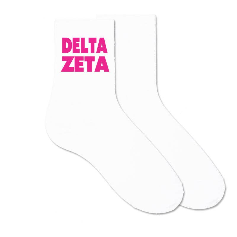 Cotton  Crew Socks Printed in Sorority Name and Color