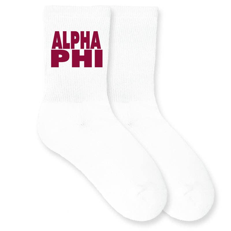 Cotton  Crew Socks Printed in Sorority Name and Color