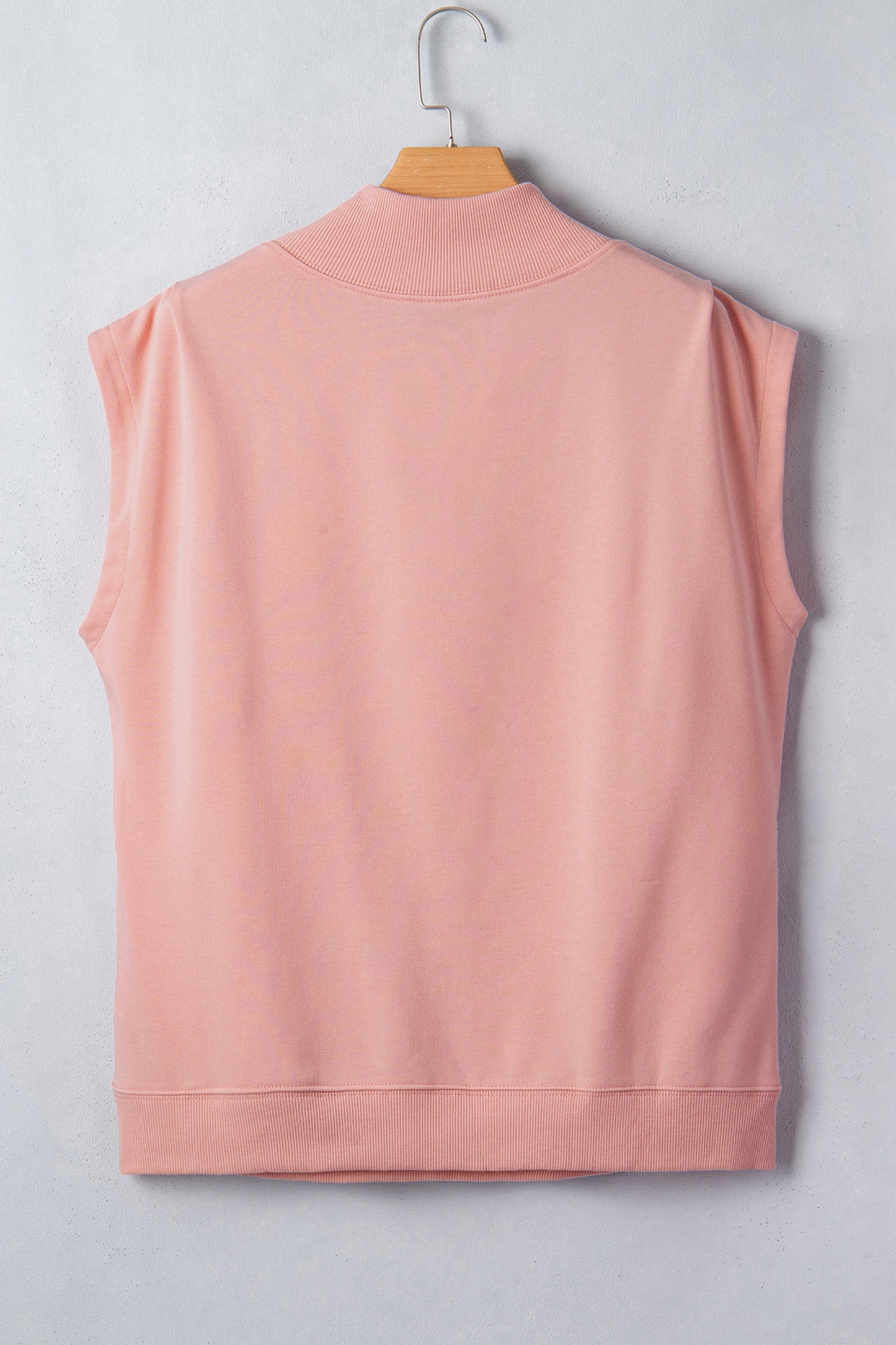 Orange Solid Color High Neck Cap Sleeve Loose Top