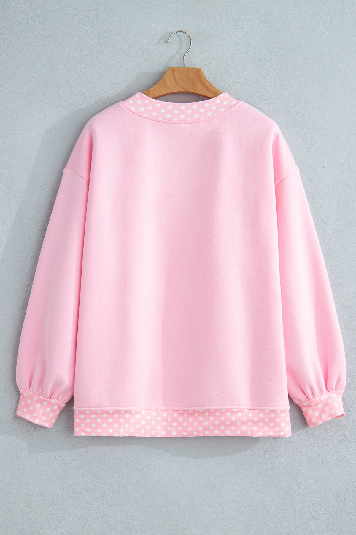 Dark Blue Colorblock Polka Dot Contrast Trim Oversized Sweatshirt