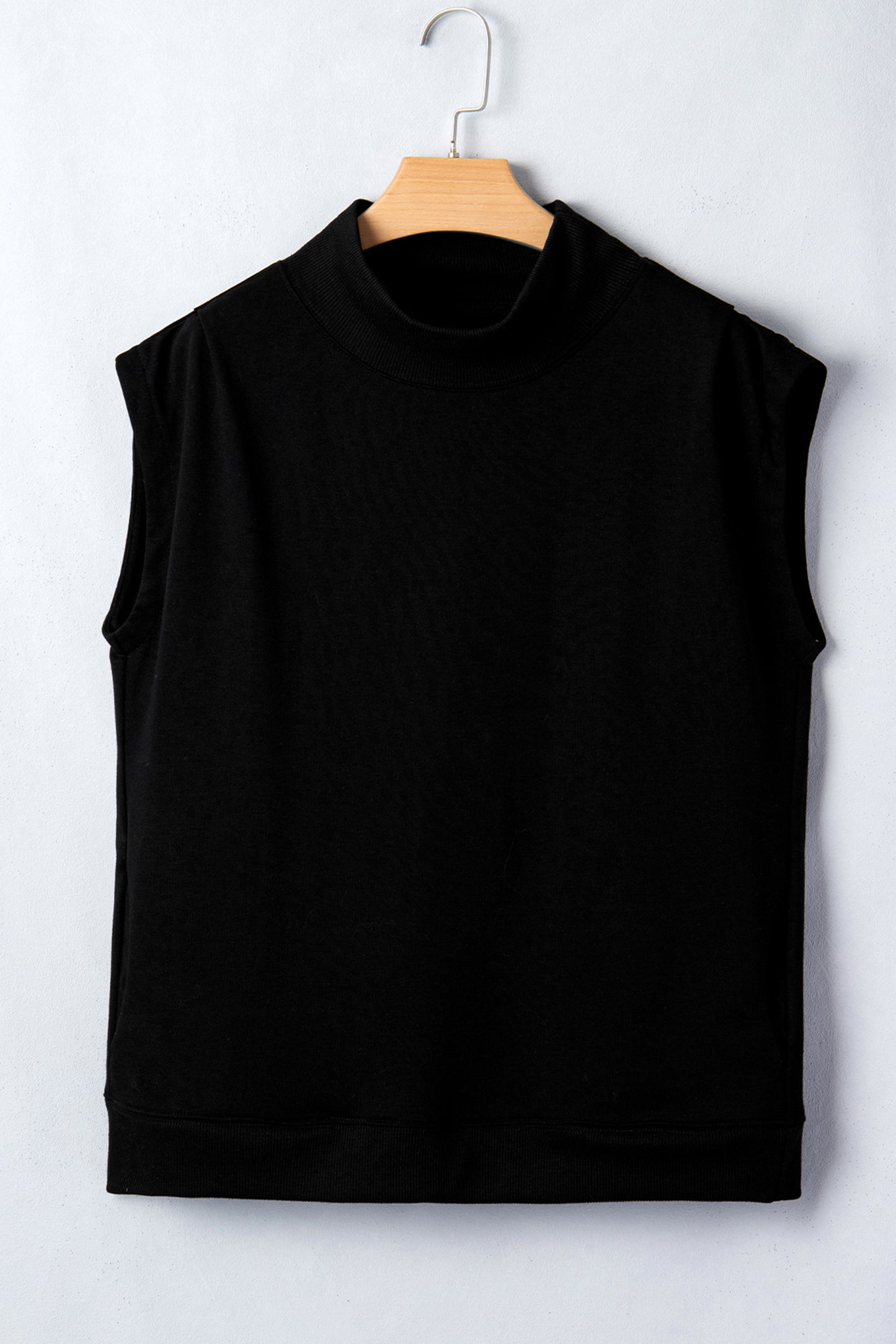 Orange Solid Color High Neck Cap Sleeve Loose Top