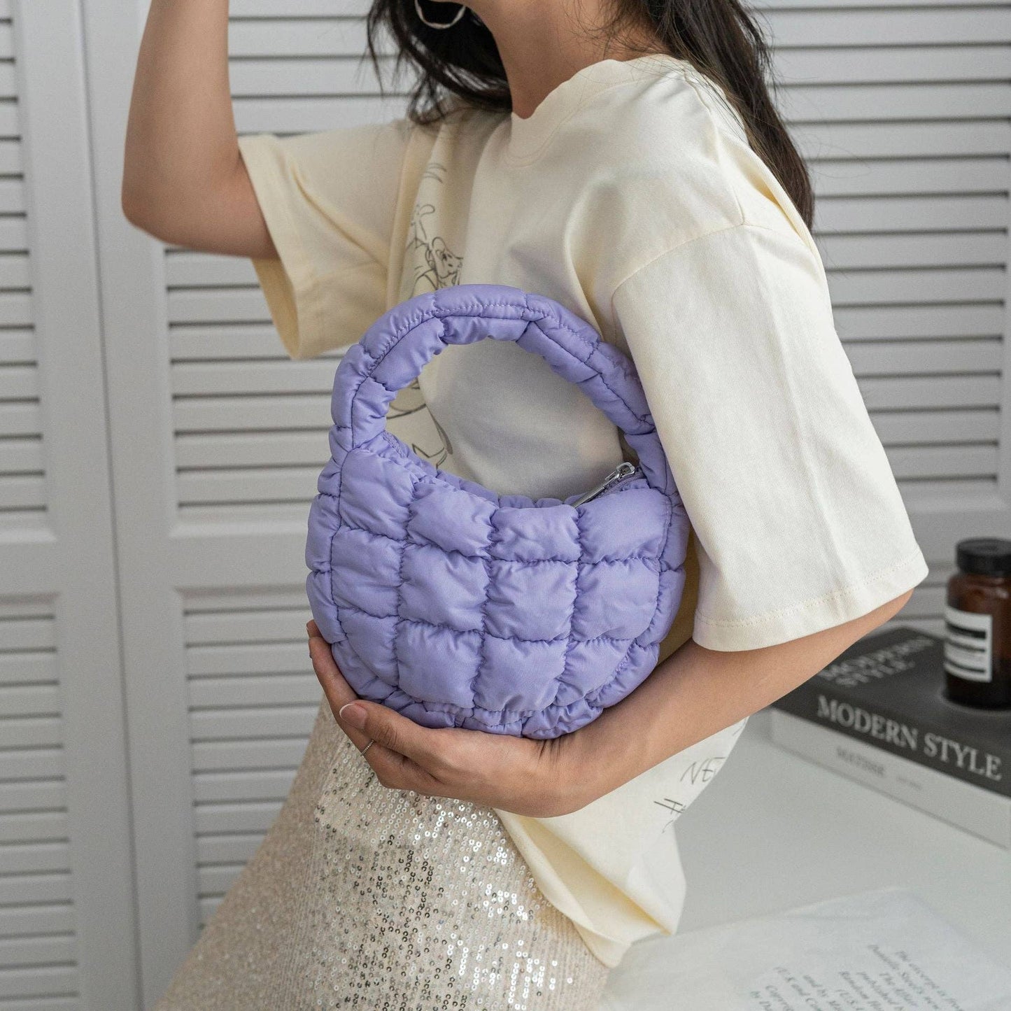 Solid Color Cloud Bag Cute Mini Handbag DP6845: Black