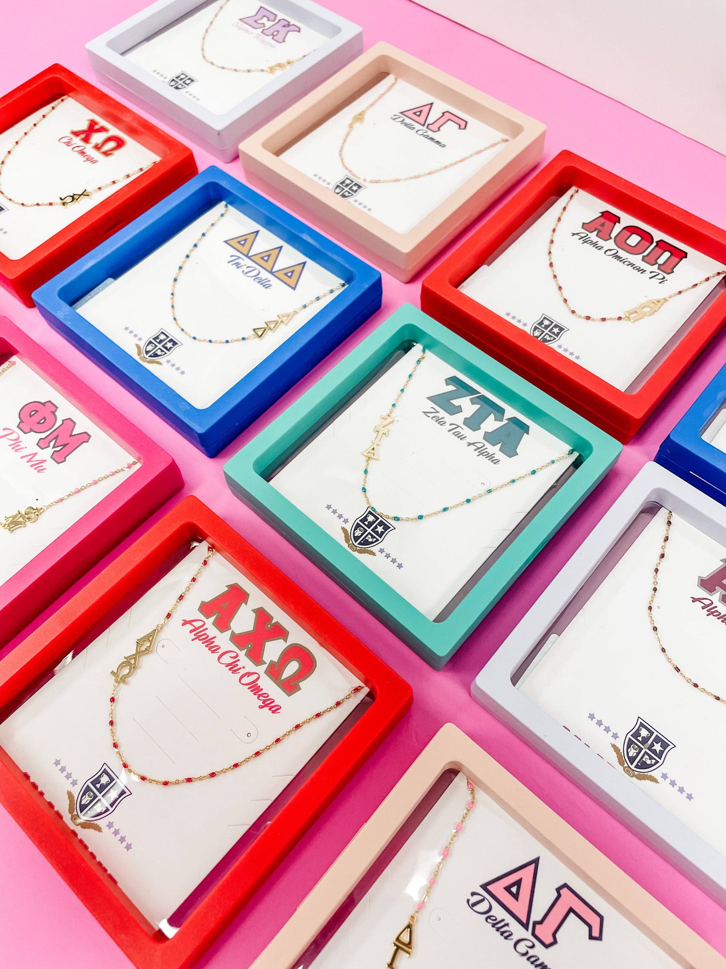 The Sorority Necklace: Side Set Greek letters