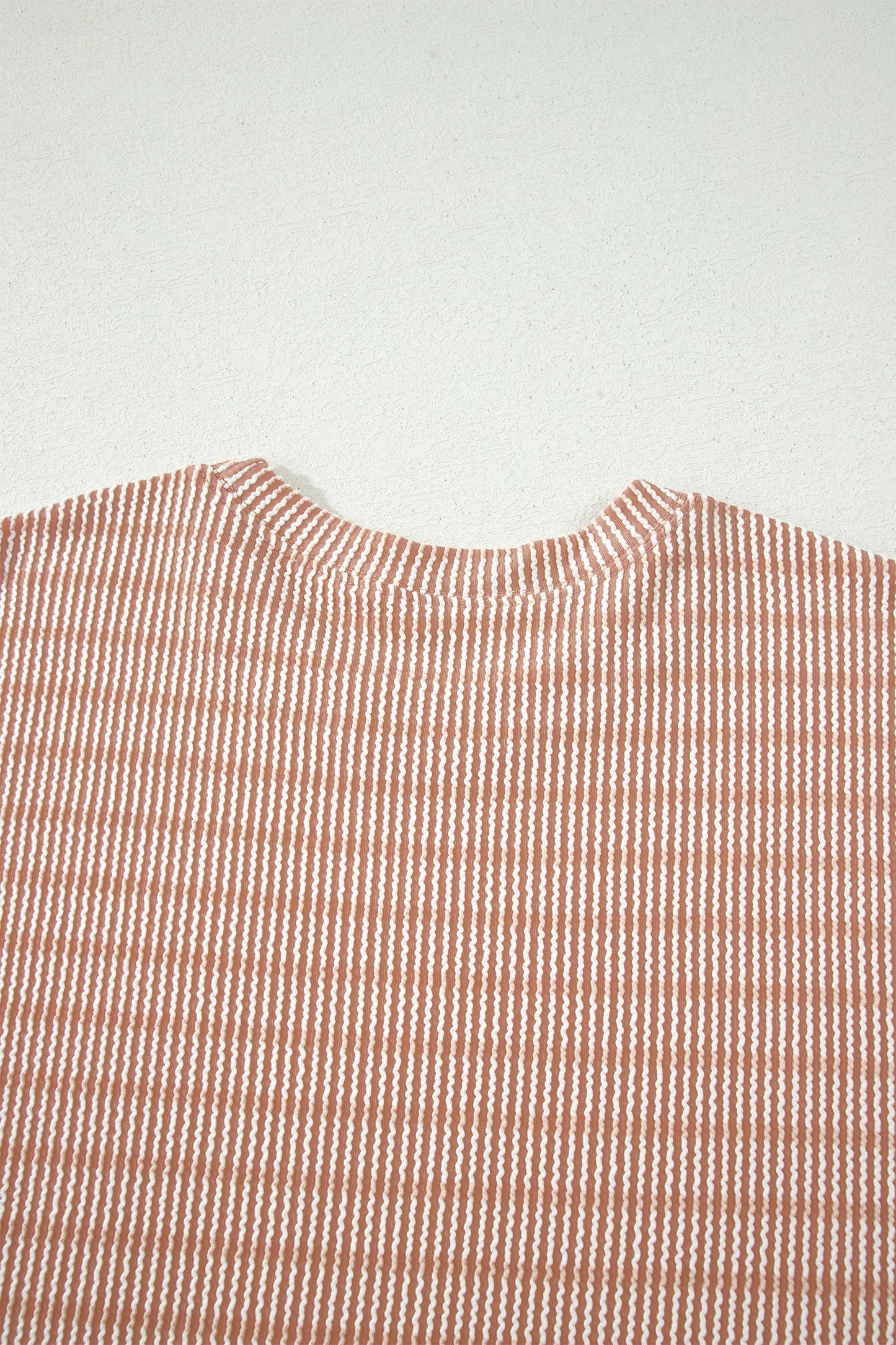 Sky Blue Stripe Raised Rib Loose Tee Drawstring Elastic Waist 2pcs Short Set