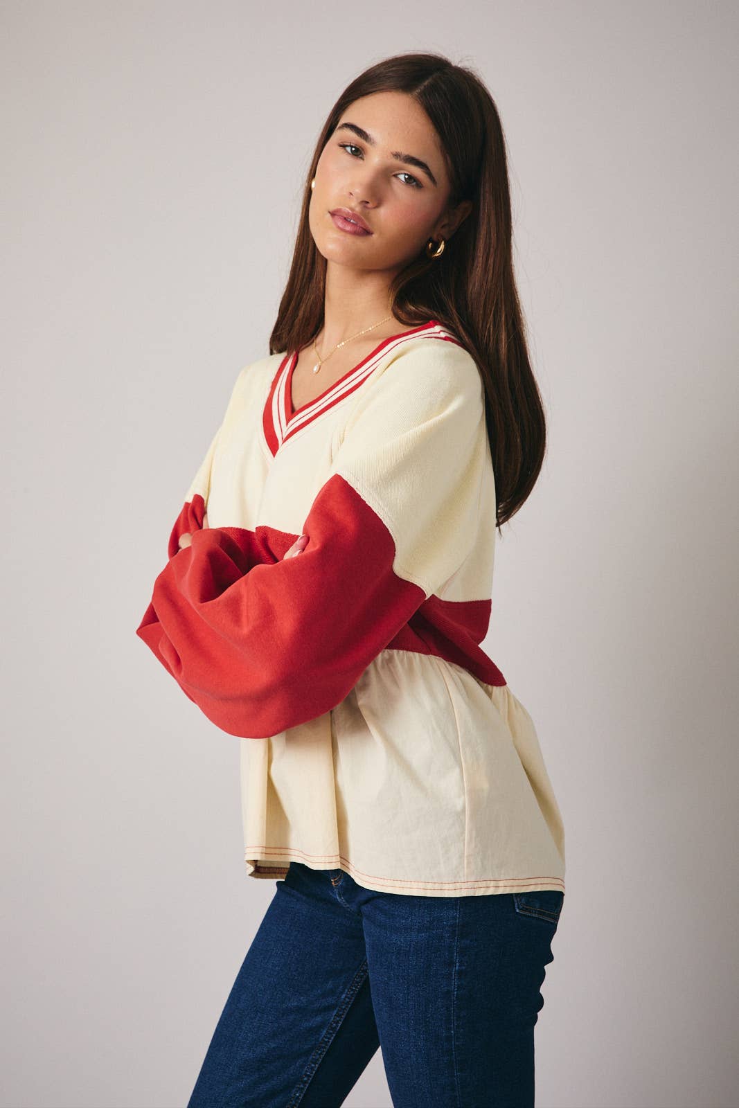 Cherry Cream BabyDoll Top
