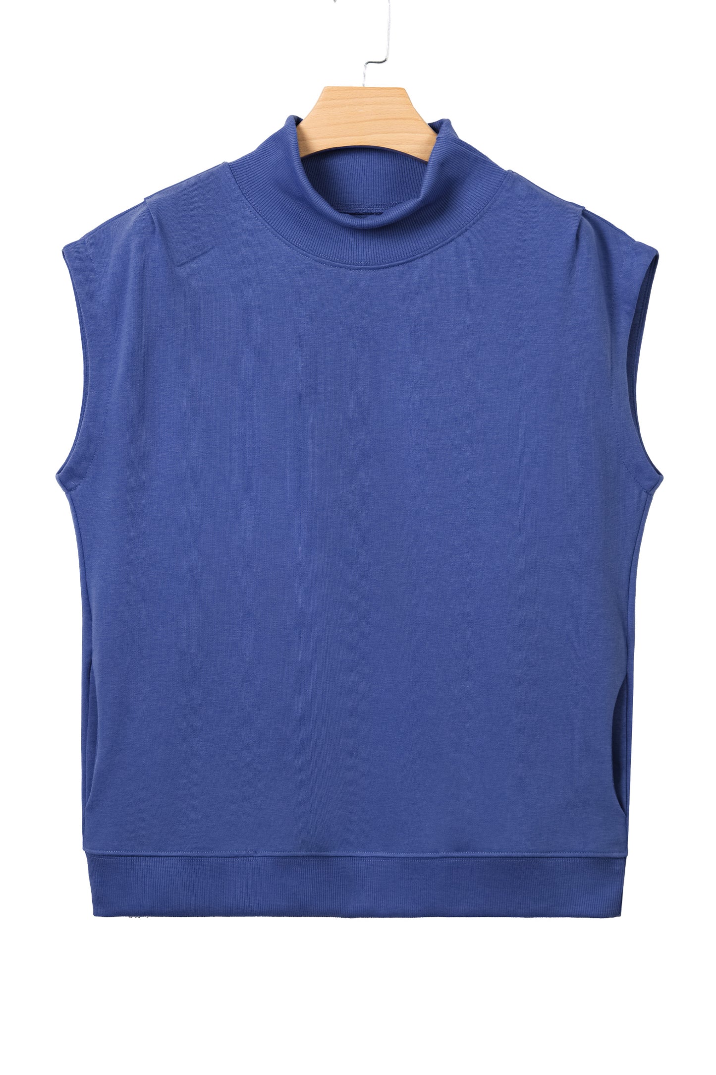 Orange Solid Color High Neck Cap Sleeve Loose Top