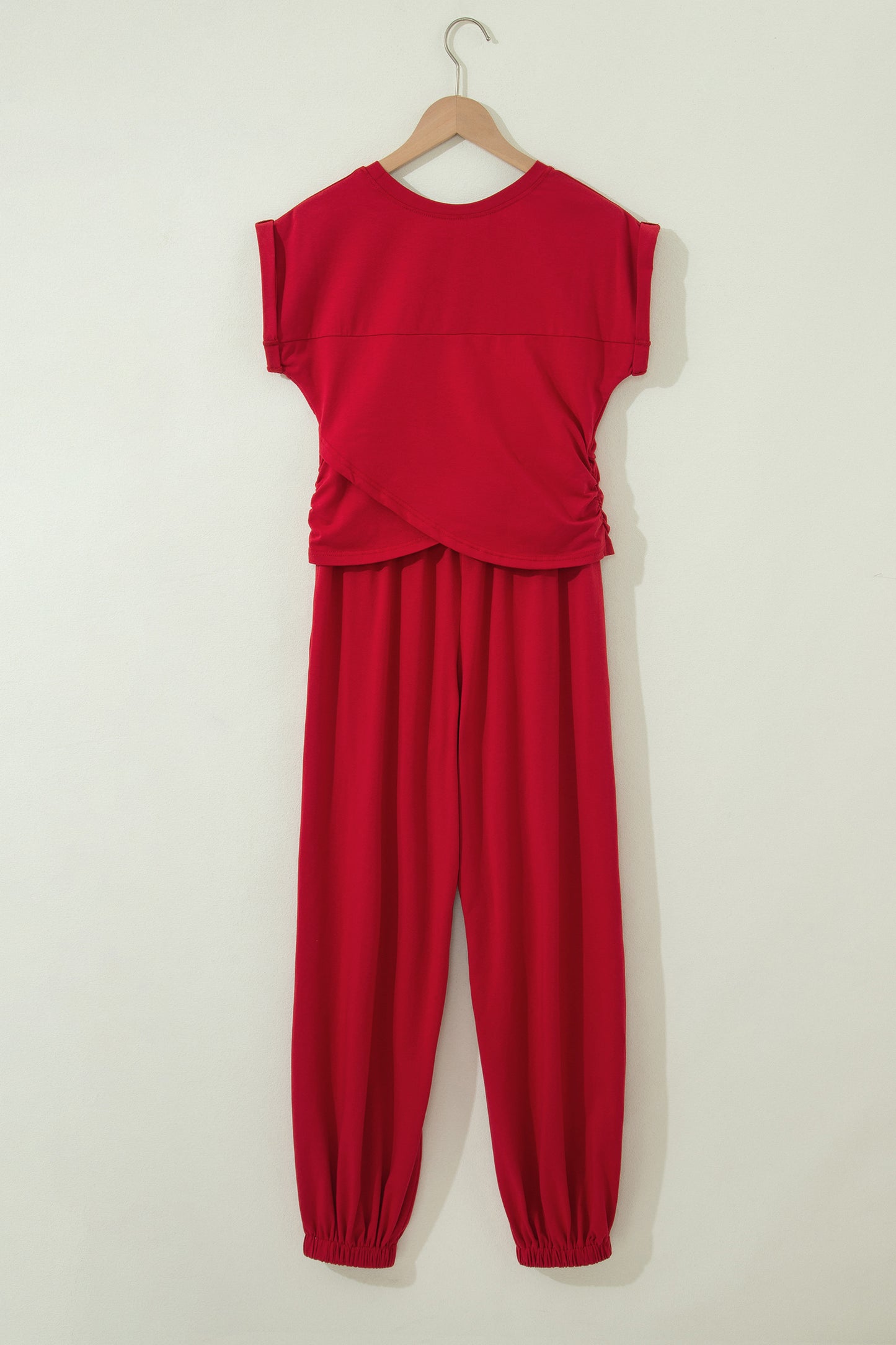 Moonlight Jade Solid Color Cropped Tank Top and Jogger Pants Set