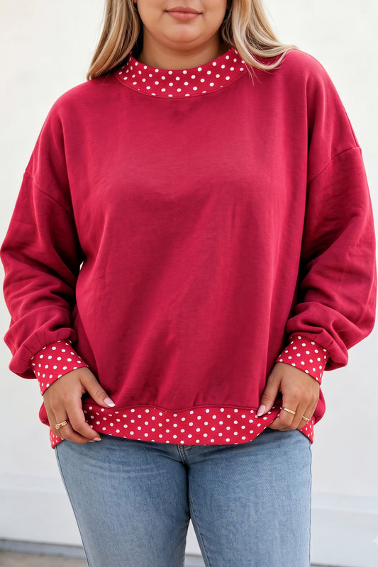 Red Polka Dot Plus Size Sweatshirt