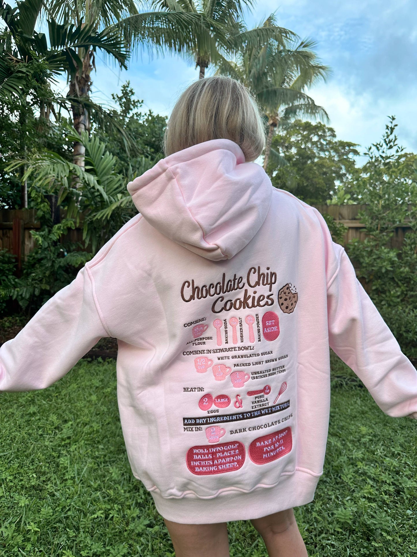 Light Pink Chocolate Chip Cookie Recipe Embroider Hoodie: Light Pink / Medium