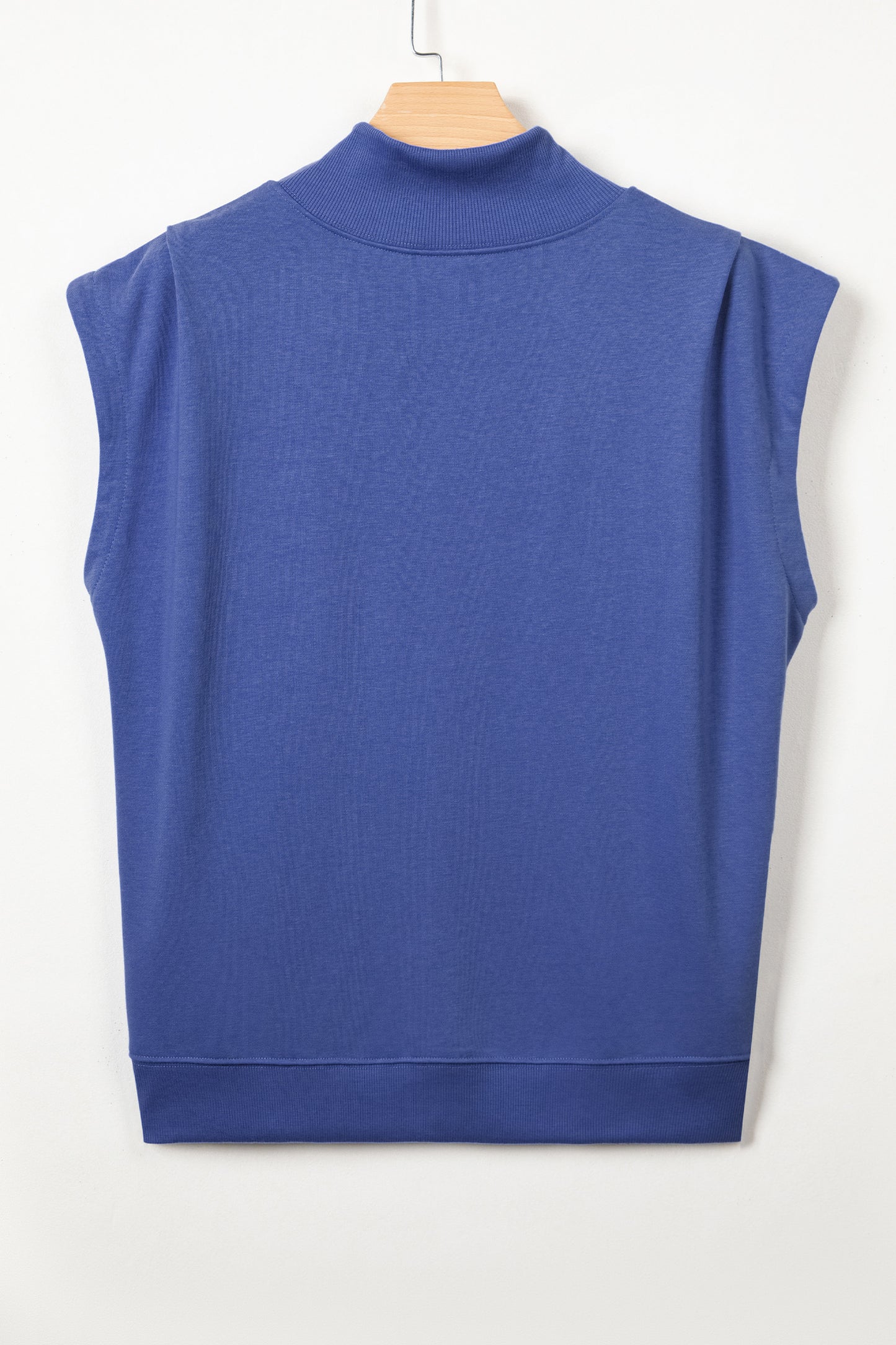 Orange Solid Color High Neck Cap Sleeve Loose Top