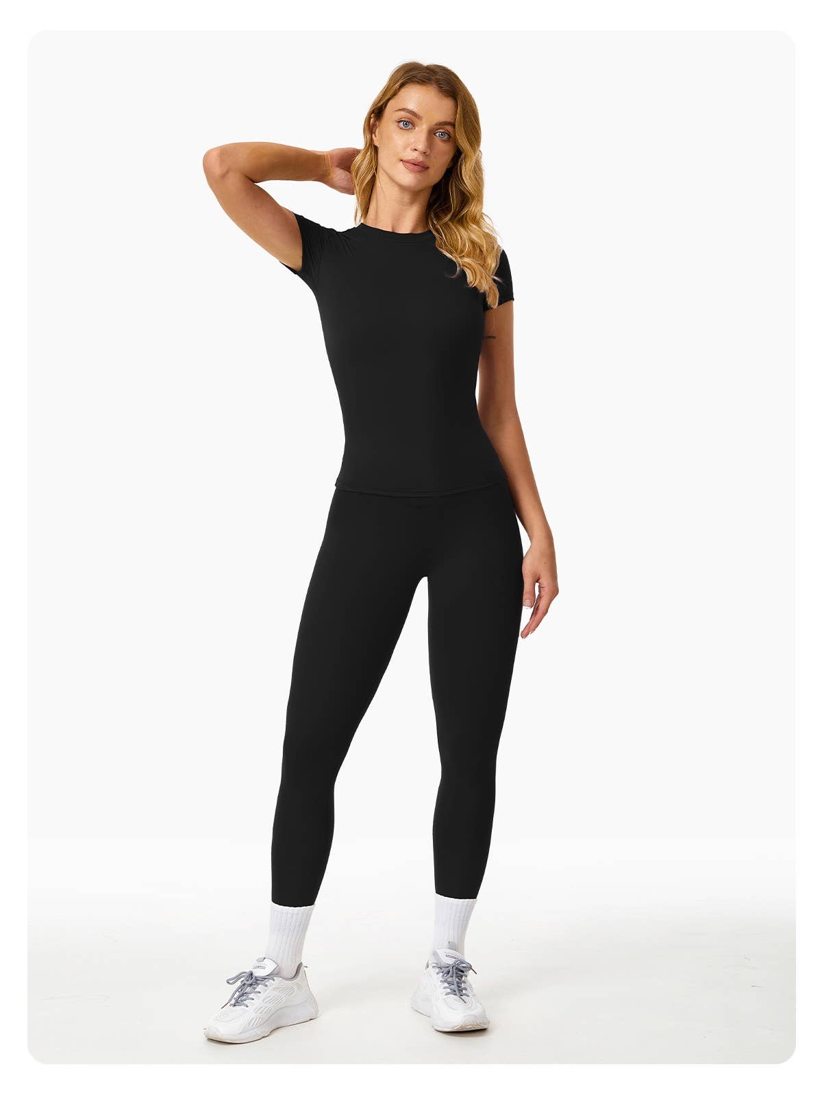 Natalie Fitted Short Sleeve Active Top: Black / L