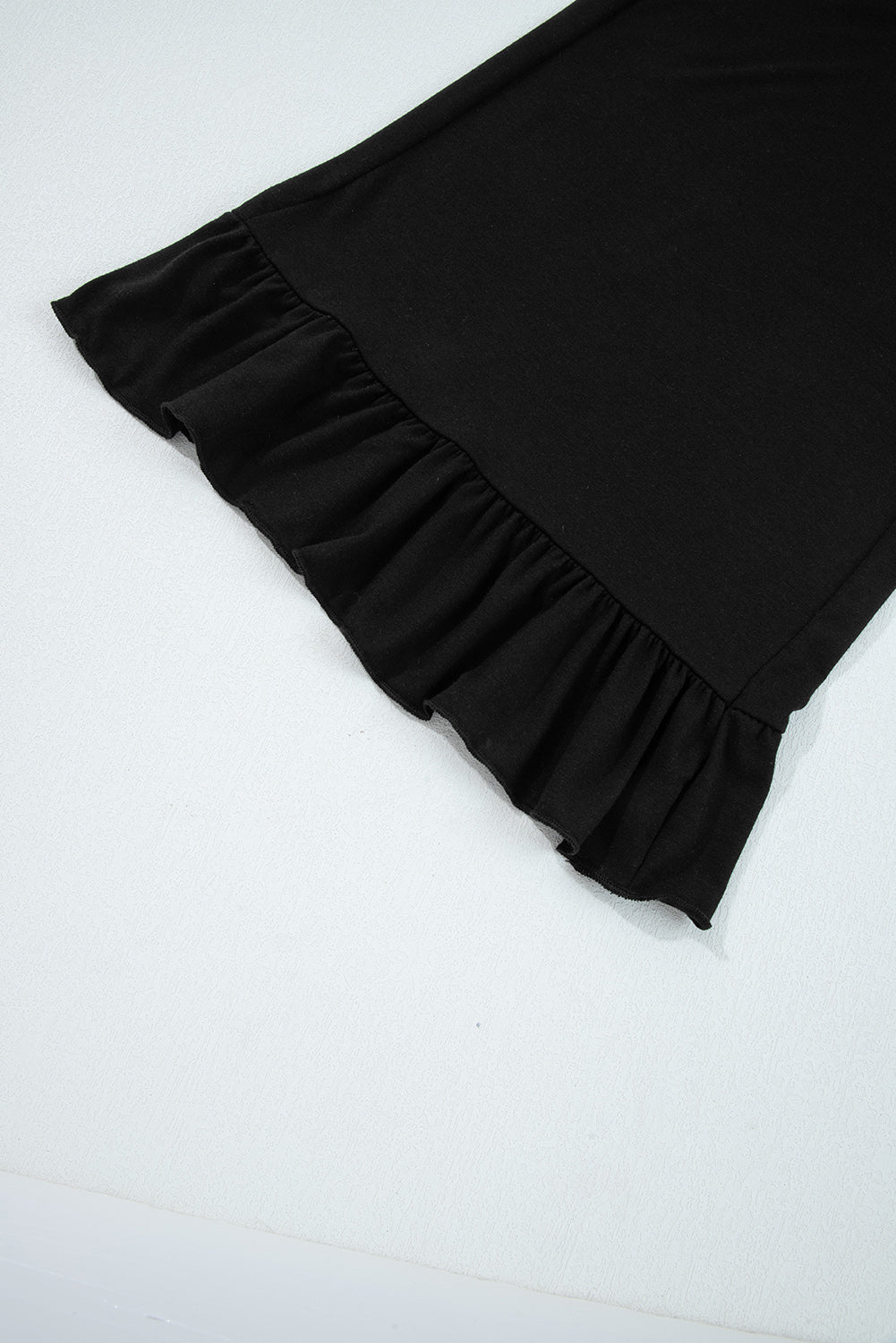 Medium Grey Ruffled Wide Leg Pull On High Waist Pants with Pockets
