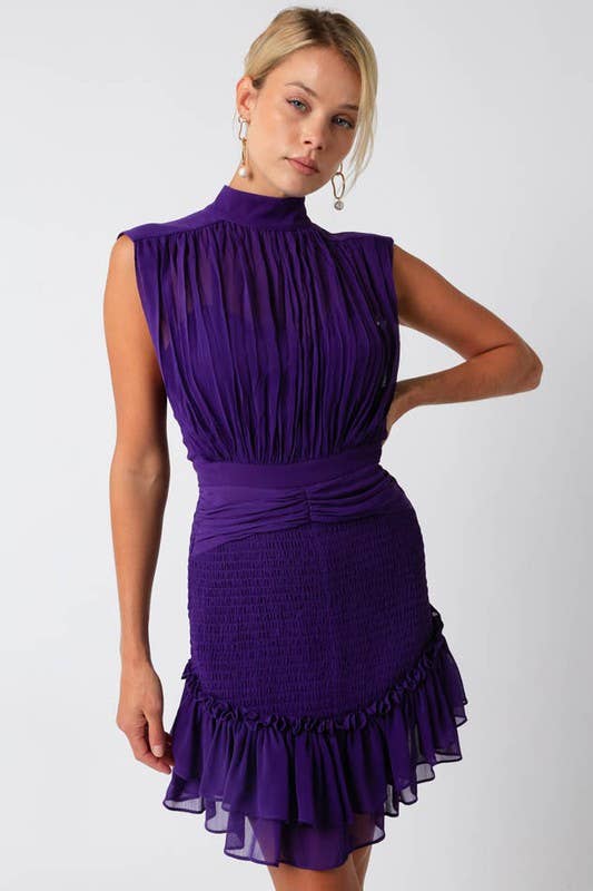 Jasper Mini Dress: Purple / M