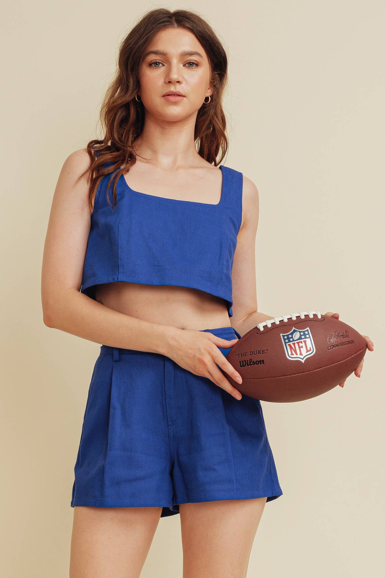 CT10449Y - Lace-Up Game Day CropTop: Lavender / M