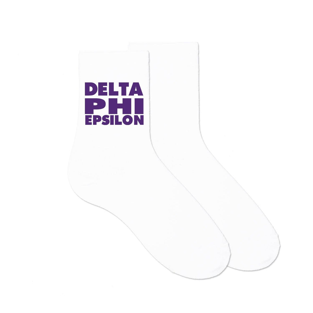 Cotton  Crew Socks Printed in Sorority Name and Color