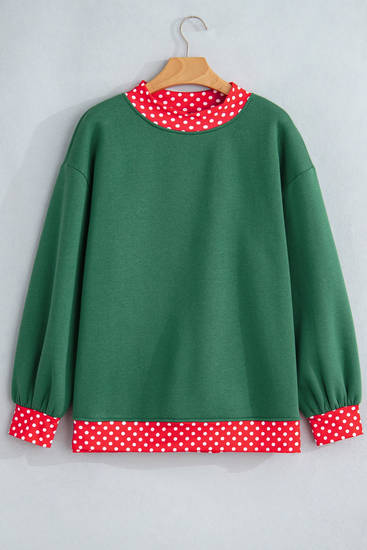 Dark Blue Colorblock Polka Dot Contrast Trim Oversized Sweatshirt