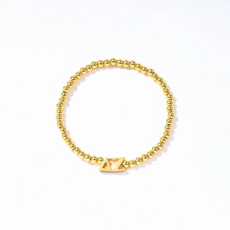 Sorority: Gold Beaded Bracelet with Greek Letters