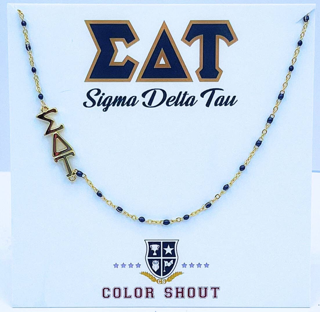 The Sorority Necklace: Side Set Greek letters