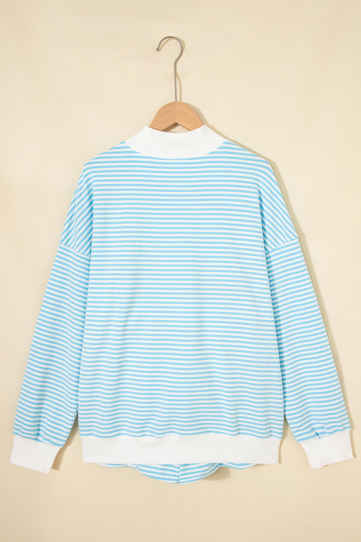 Oversize Striped Mock Neck Sweatshirt and Shorts Set