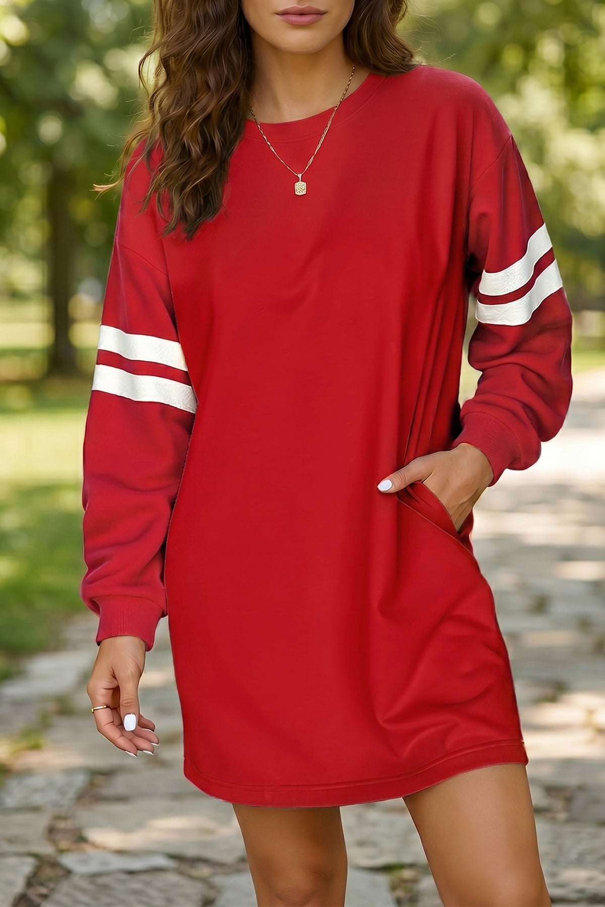 Gameday Varsity Stripes Sweatshirt Dress