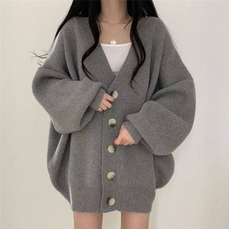 Relaxed Fit Chunky Knit Cardigan Sweater