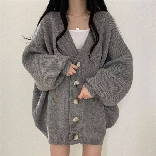 Relaxed Fit Chunky Knit Cardigan Sweater