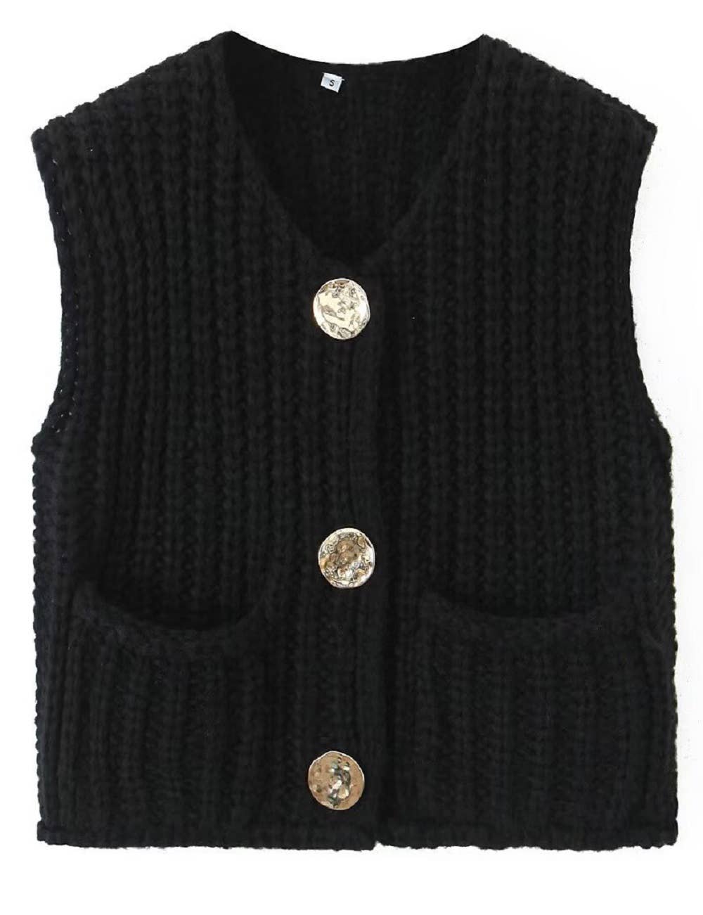 Ladies Solid Color Crew Neck Crop Sweater Vest SKT621: Purple / L