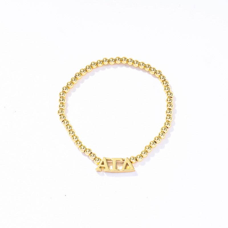 Sorority: Gold Beaded Bracelet with Greek Letters