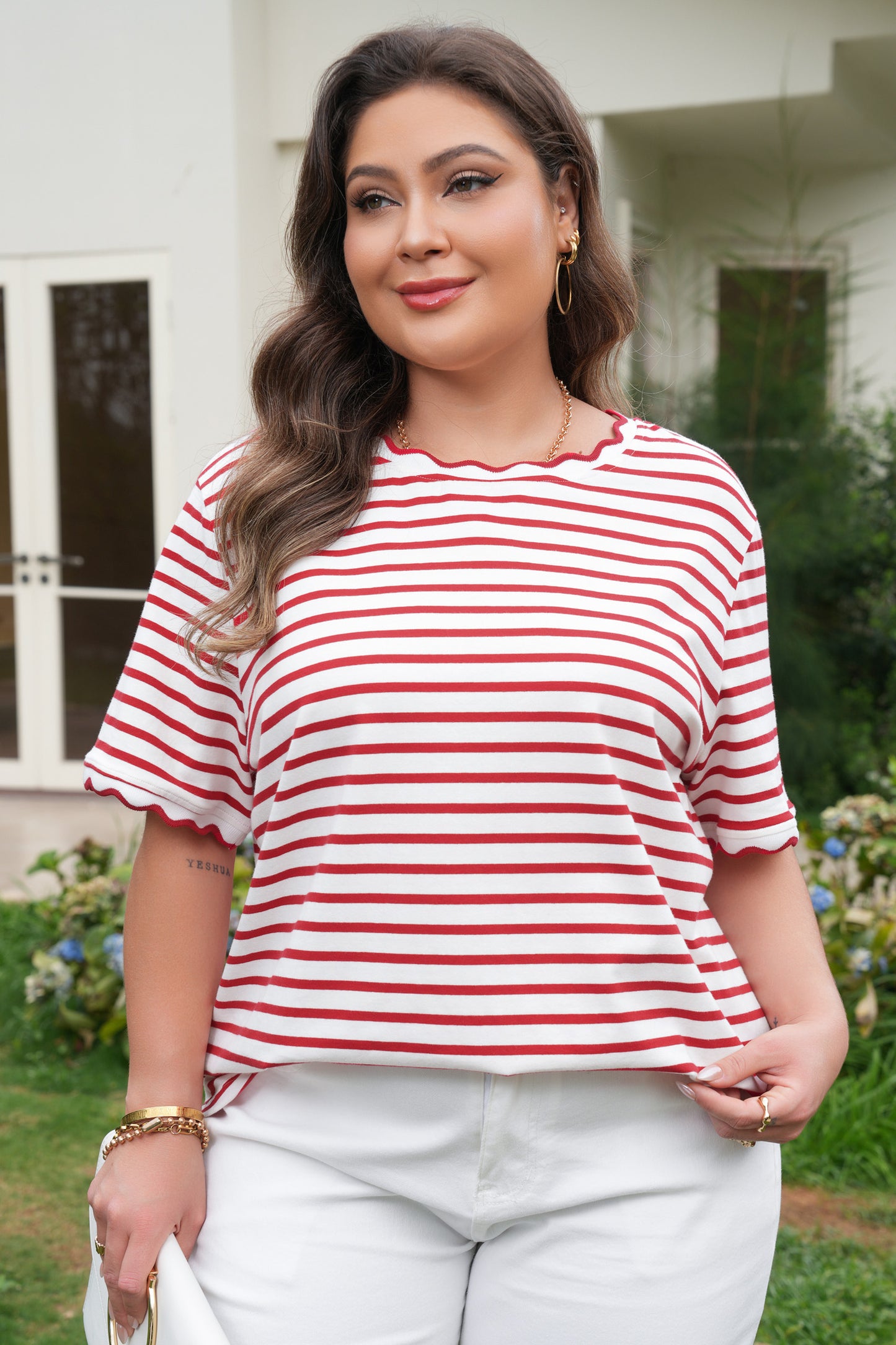 Sweet Strawberry Stripe Top (Plus Size)