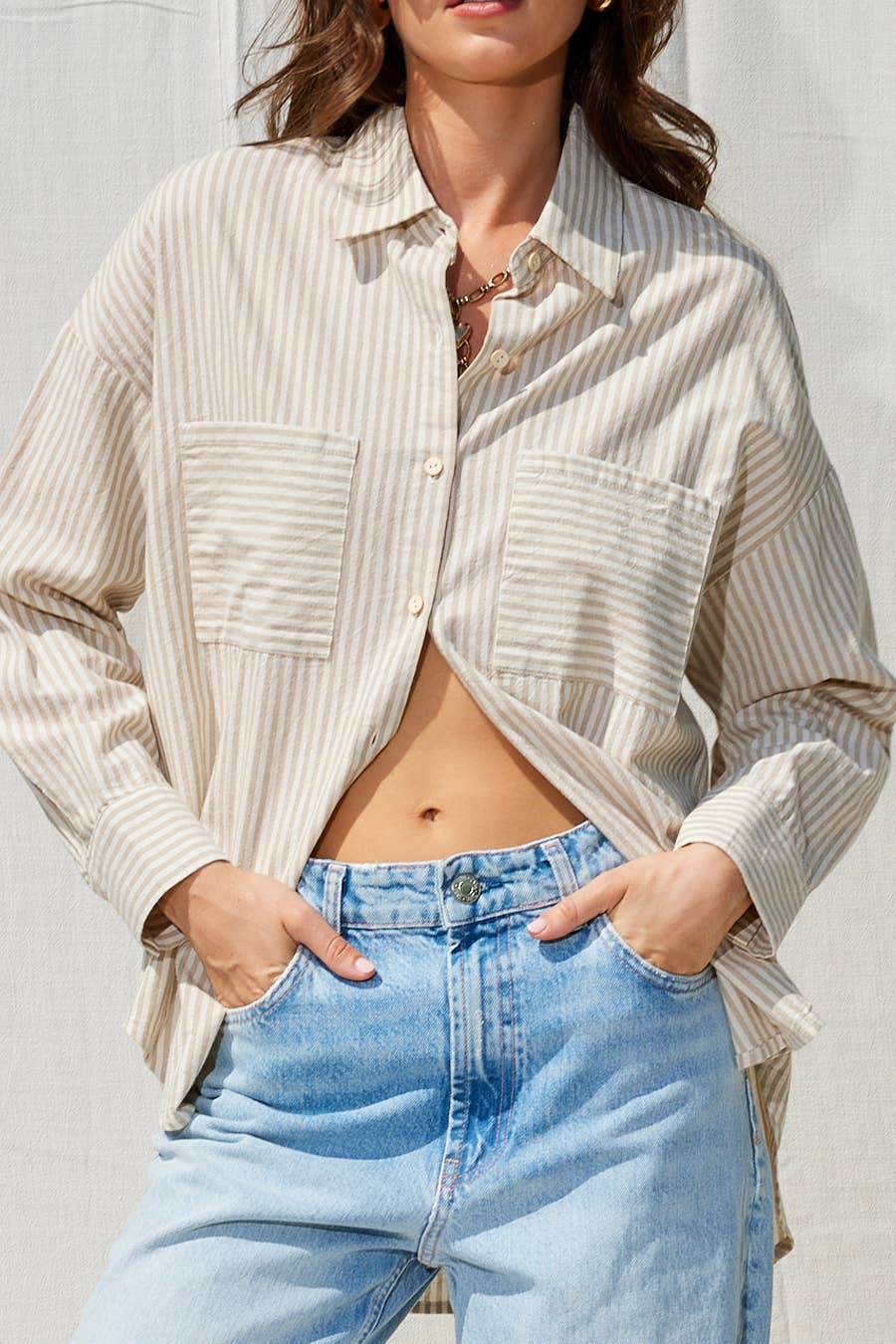 Striped Cotton Shirt Top