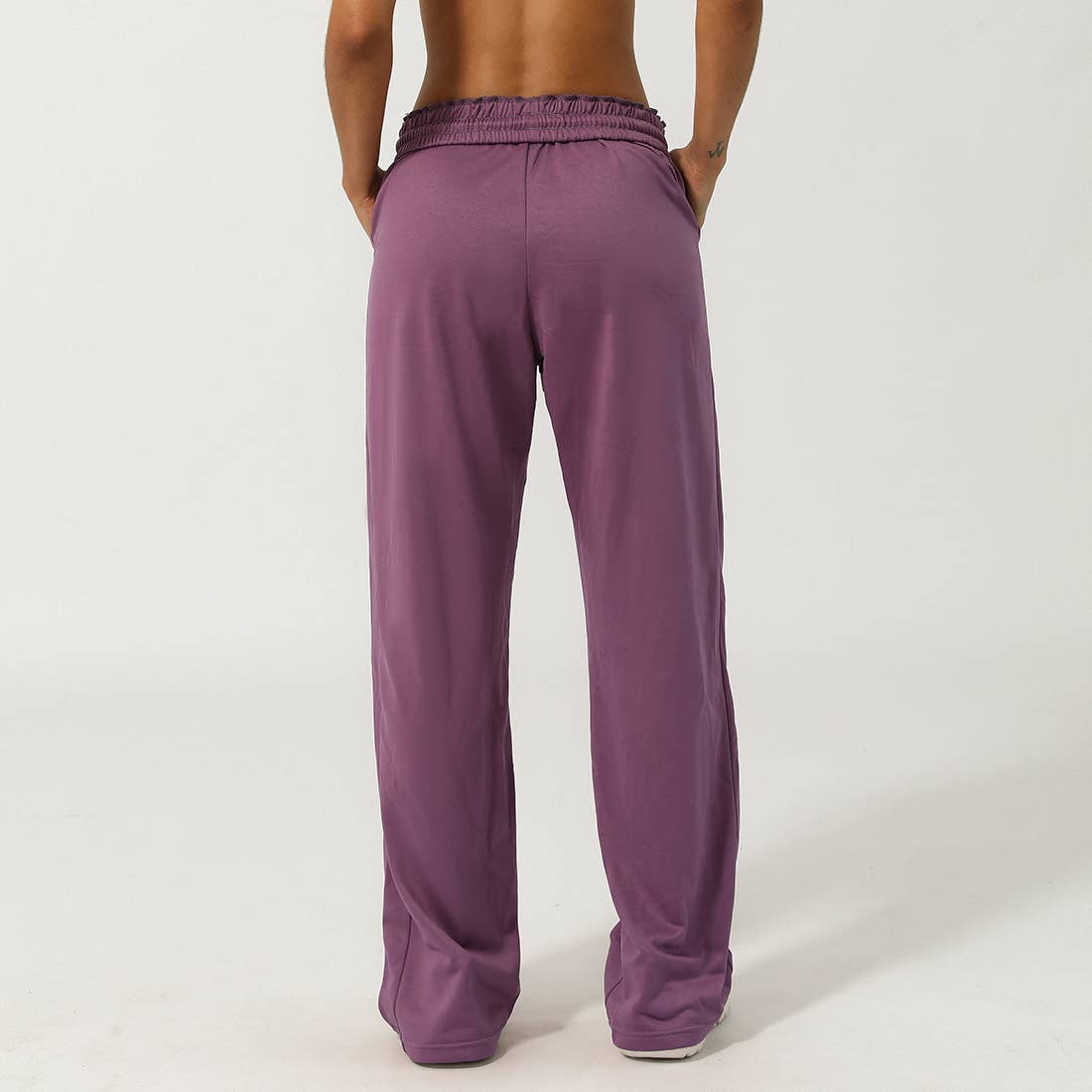 Women Waistband Drawstring Loose Sport Running Sweatpants: Brown / L